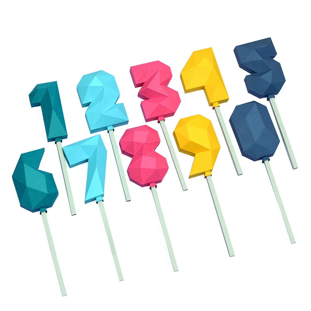 Kit Balões numéricos low poly
